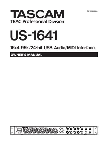 TASCAM US-1641 OWNER'S MANUAL / ENGLISH - zZounds.com