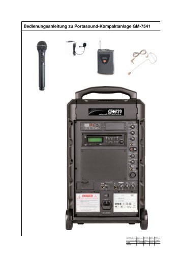 Bedienungsanleitung zu Portasound-Kompaktanlage GM-7541