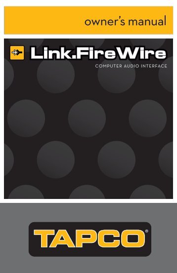 Link.FireWire Computer Audio Interface Owner's Manual - Mackie