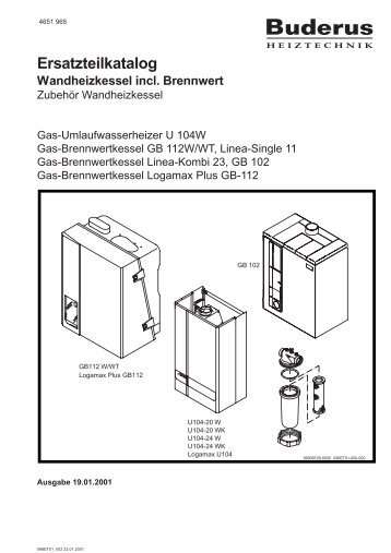 Ersatzteilkatalog Wandheizkessel incl. Brennwert - Heiztechnikshop