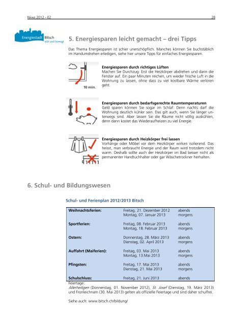 5. Energiesparen leicht gemacht – drei Tipps - Gemeinde Bitsch