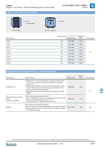 Logalux LT135–LT300, LT135/1–LT300/1 Liegend · Top ... - Buderus