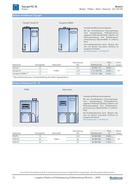 Logaplus-Pakete und Katalogauszug Pelletheizkessel ... - Buderus