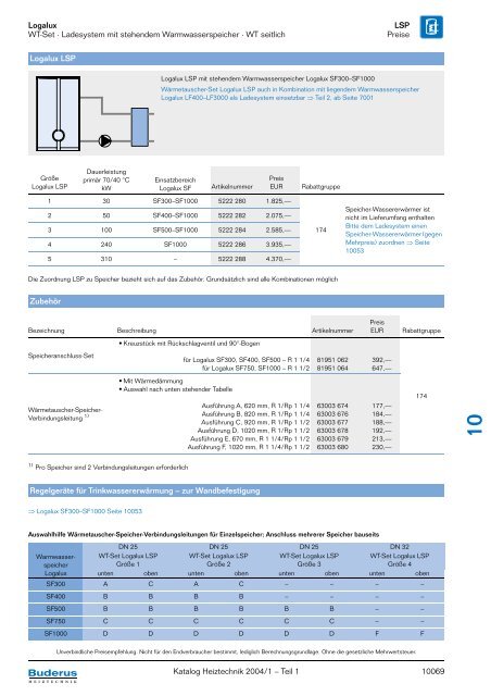 Logalux LSP WT-Set · Ladesystem mit stehendem ... - Buderus