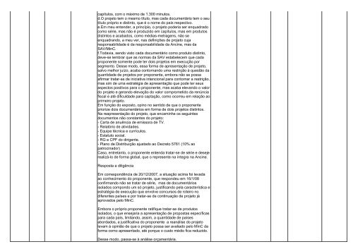 pareceres dos projetos analisados na 149ª reunião da