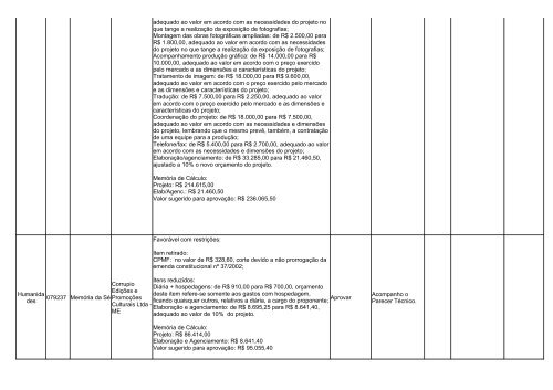 pareceres dos projetos analisados na 149ª reunião da