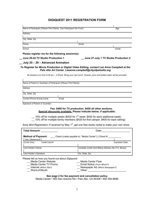 1 digiquest 2011 registration form - Midpeninsula Community Media ...