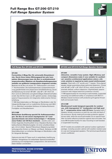 Full Range Speaker System - UNITON GmbH