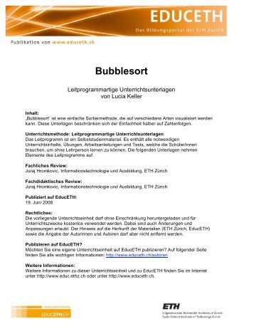 Bubblesort - EducETH - ETH Zürich