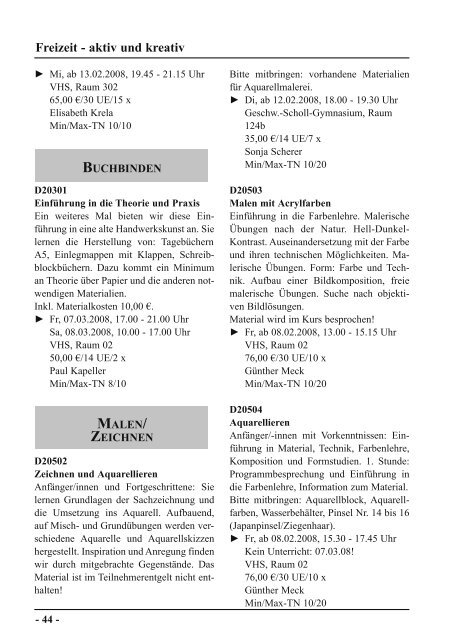 Deckblatt I-2008:Layout 1.qxd - Volkshochschule