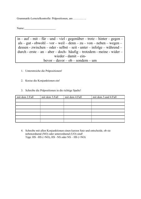 Wortarten – Schularbeit, am