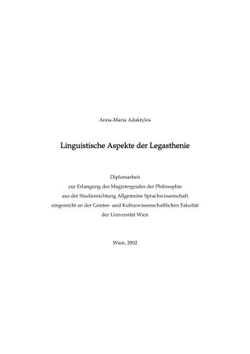 Linguistische Aspekte der Legasthenie - von Anna-Maria Adaktylos