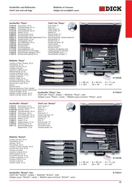 Messer . Werkzeuge . Wetzstähle . Schleifmaschinen