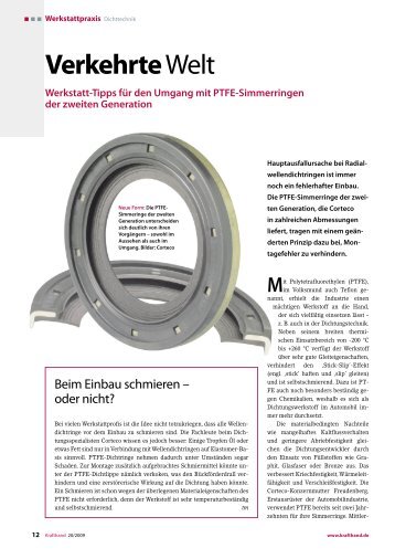 VerkehrteWelt Werkstatt-Tipps für den Umgang mit PTFE ... - Corteco