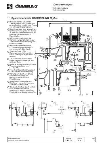 1.1 Systemmerkmale KÖMMERLING 88plus