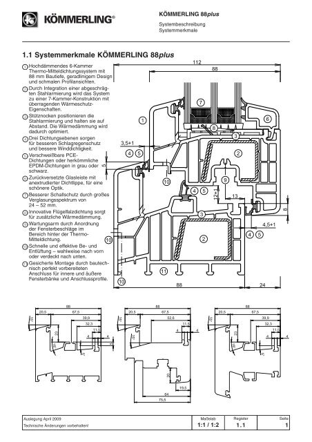 1.1 Systemmerkmale KÖMMERLING 88plus