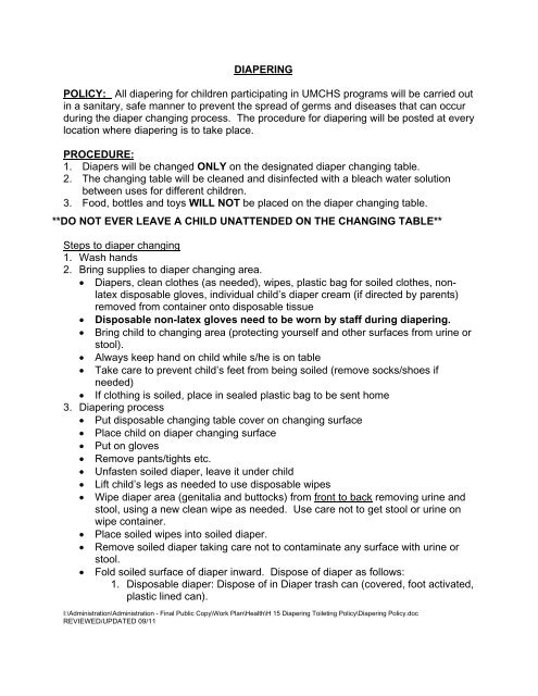 Diapering Procedure Chart