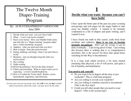 The Twelve Month Diaper-Training Program - Deeker's Diaper Page