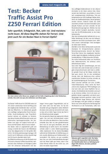 Test: Becker Traffic Assist Pro Z250 Ferrari Edition - Navi-Magazin ...