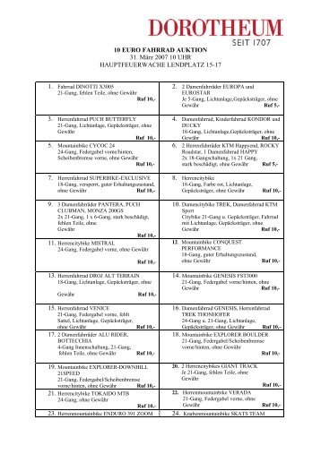 10 EURO FAHRRAD AUKTION 31. März 2007 10 UHR ... - Dorotheum
