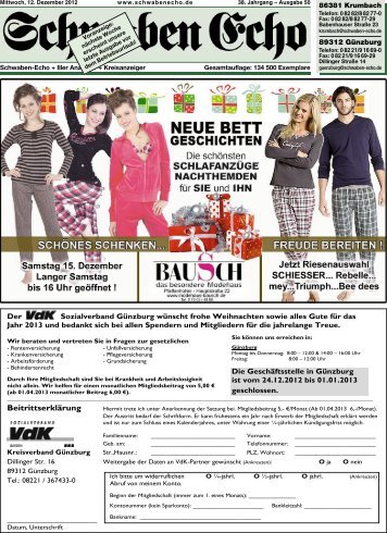 Burgauer Schlossweihnachten 14.12.-16.12.2012 - Schwaben Echo