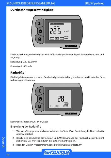 Bedienungsanleitung - SR SUNTOUR Cycling