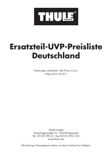 Ersatzteil-UVP-Preisliste Deutschland