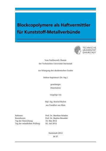 Blockcopolymere als Haftvermittler für Kunststoff ... - tuprints