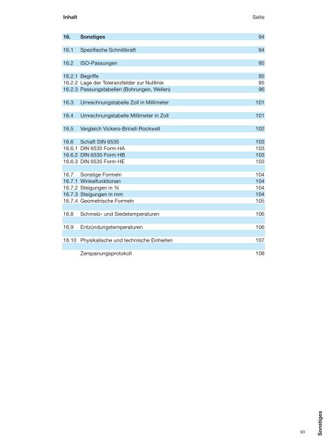 Erreichbare Bohrtiefen - Geradegenutete Bohrer