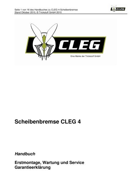 Scheibenbremse CLEG 4 Handbuch Erstmontage  - Trickstuff