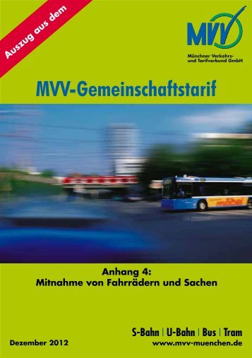 MVV-Gemeinschaftstarif Anhang 4: Mitnahme von Fahrrädern und ...