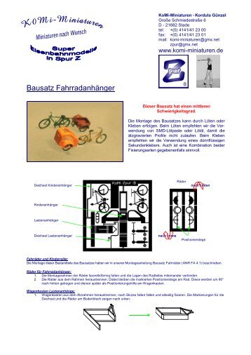 Bausatz Fahrradanhänger - KoMi-Miniaturen