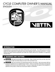 CYCLE COMPUTER OWNER'S MANUAL - Vetta