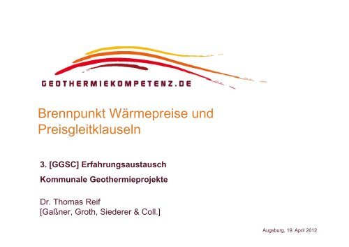 Brennpunkt Wärmepreise und Preisgleitklauseln - GGSC Seminare