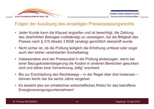 Brennpunkt Wärmepreise und Preisgleitklauseln - GGSC Seminare