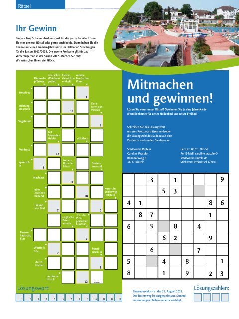 Das Kundenmagazin der Stadtwerke Rinteln