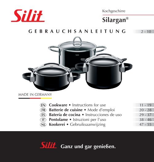 Gebrauchsanleitung Silargan Kochgeschirr - Silit