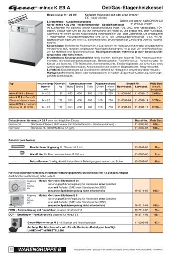 Gerco Apparatebau Gesamt-Preisliste und Rabattliste für Gerco ...