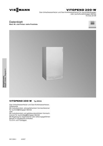 Vitopend 200-W Datenblatt
