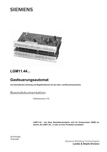 LGM11.44... Gasfeuerungsautomat Basisdokumentation