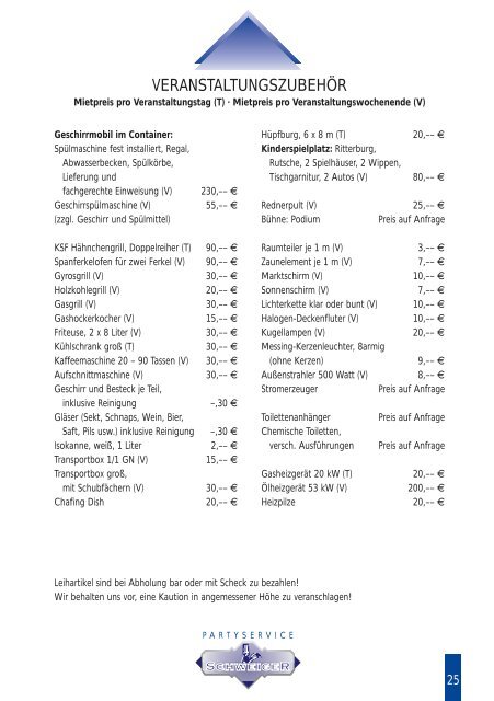 Partyservice Layout - Partyservice Schweiger