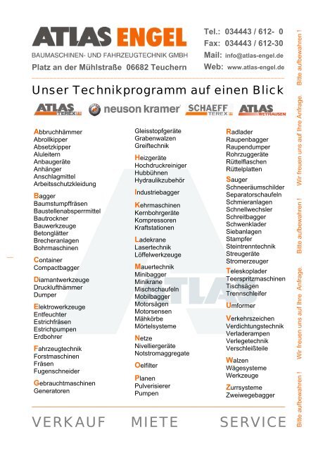 BauCharter-Partner - Atlas Engel, Baumaschinen