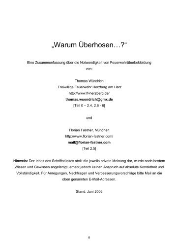 „Warum Überhosen…?“ - Atemschutzunfälle