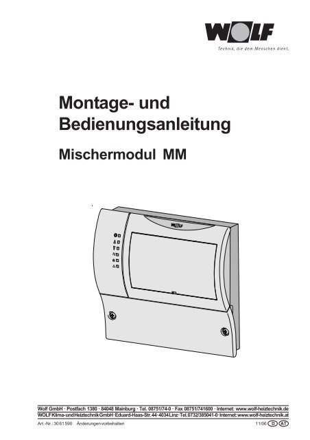 Montage Und Bedienungsanleitung Wolf