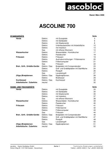 ASCOLINE 700 - Gastronomie Service Dahmen GmbH