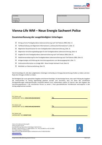 Vienna-Life WM – Neue Energie Sachwert Police