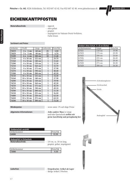 PREISLISTE 2012 - Pletscher & Co. AG