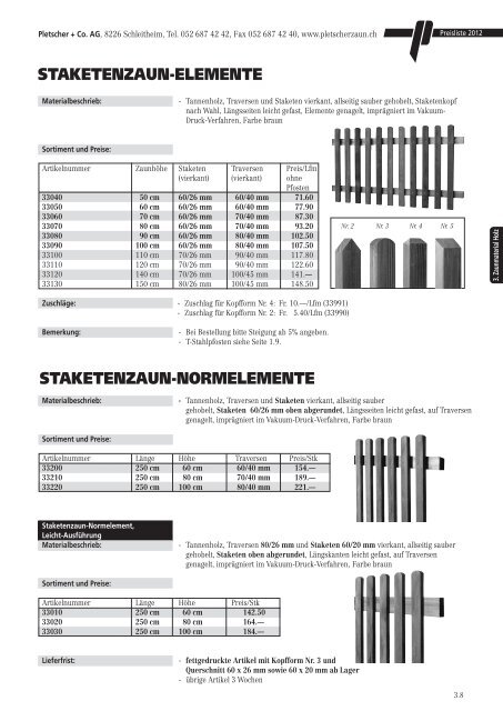 PREISLISTE 2012 - Pletscher & Co. AG