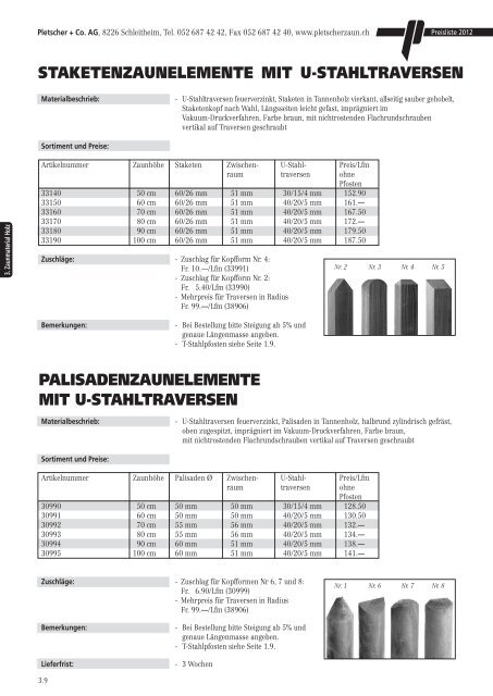 PREISLISTE 2012 - Pletscher & Co. AG