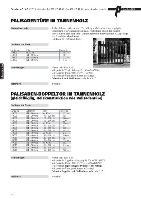 PREISLISTE 2012 - Pletscher & Co. AG